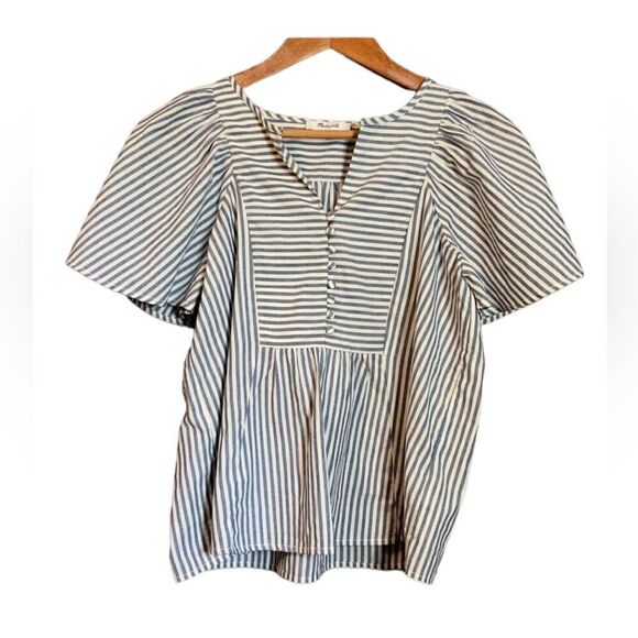 Madewell courtyard flutter-sleeve top in stripe - Picture 2 of 12